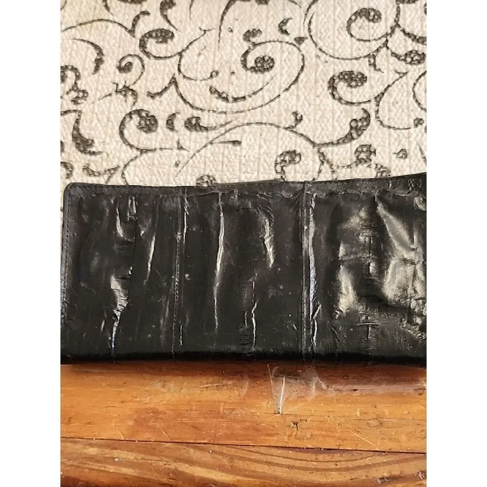 Classic Black Eel Skin Clutch Wallet